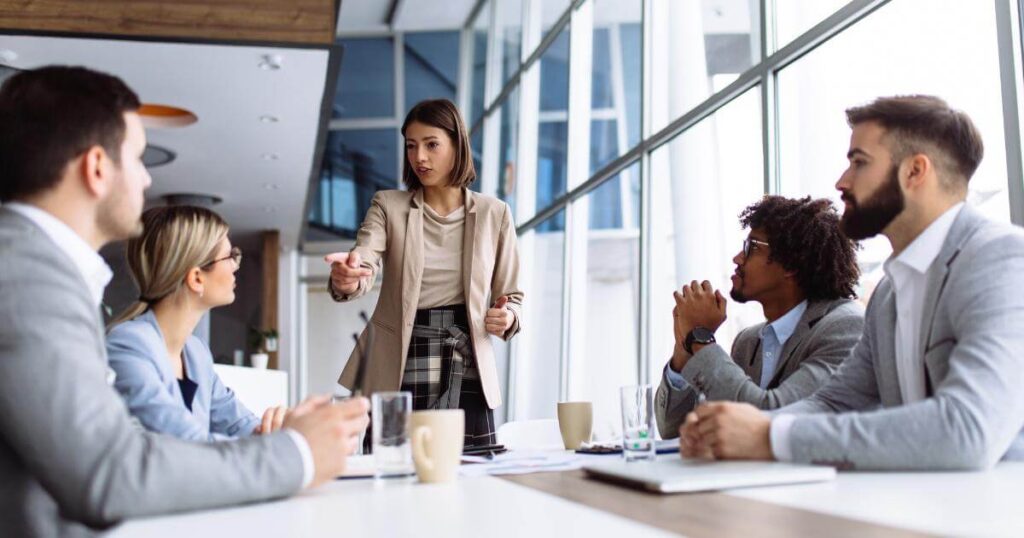 woman leading board meeting